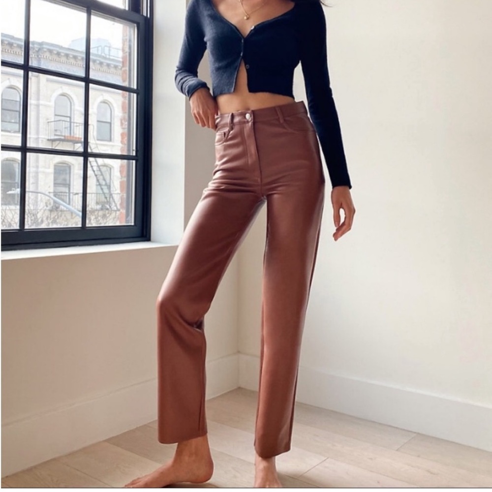 Aritzia Brown High-Waisted Pants